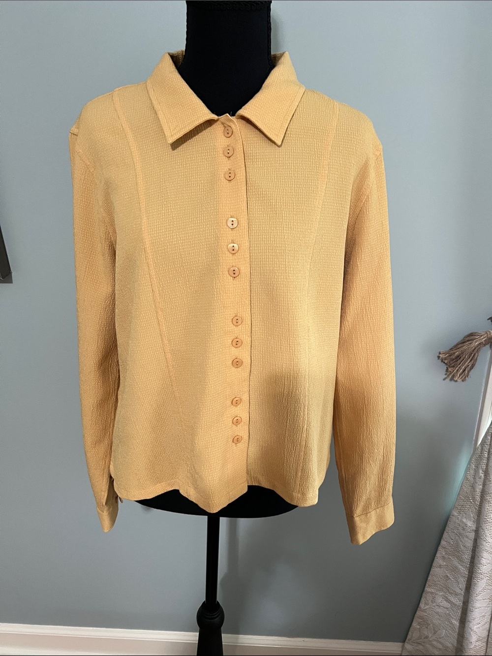 Christopher & Banks Yellow/Gold Button-Front Long Sleeve Shirt